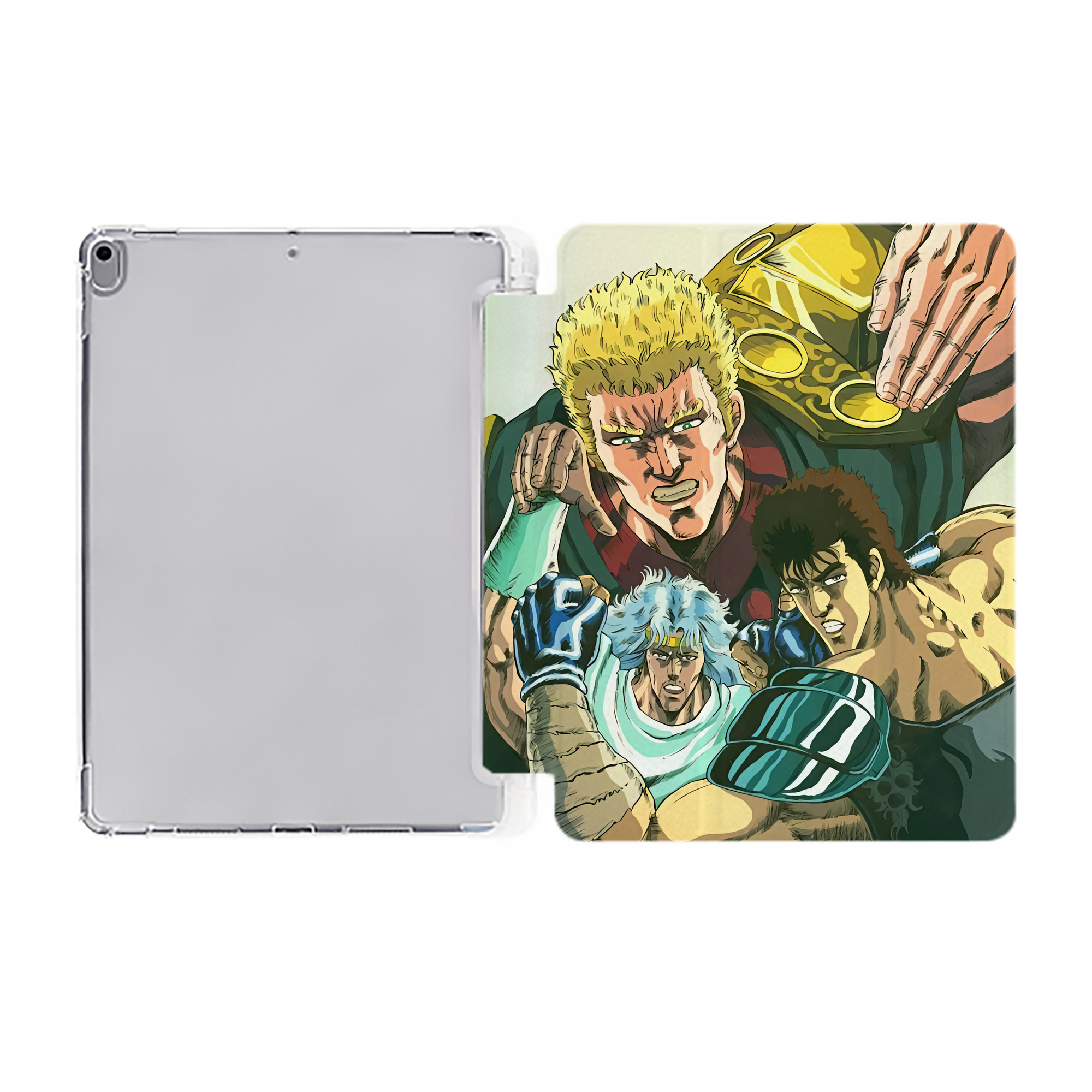 （画像用） 北斗の拳 Fist of the North Star IPad ケース ペン収納付き 三つ折りスタンド PUレザー×シリコン 対応機種9.5/10.5/10.9インチ